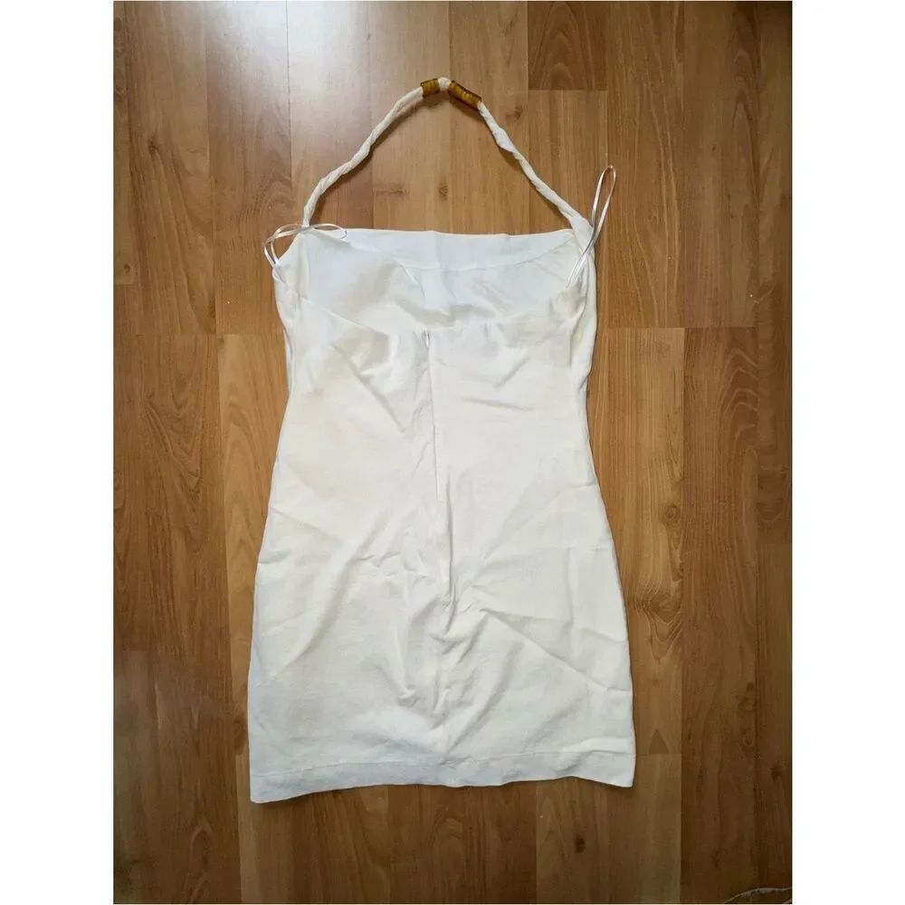 Zara CreamโHalter Mini Dress with Satin Straps